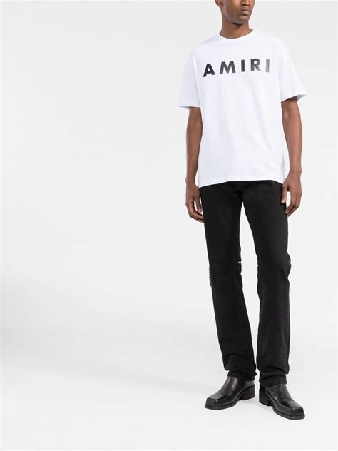 AMIRI Logo Print Short Sleeve T Shirt Farfetch