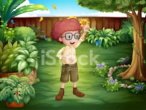 Smart Looking Boy At The Backyard Stock Photo Royalty Free Freeimages