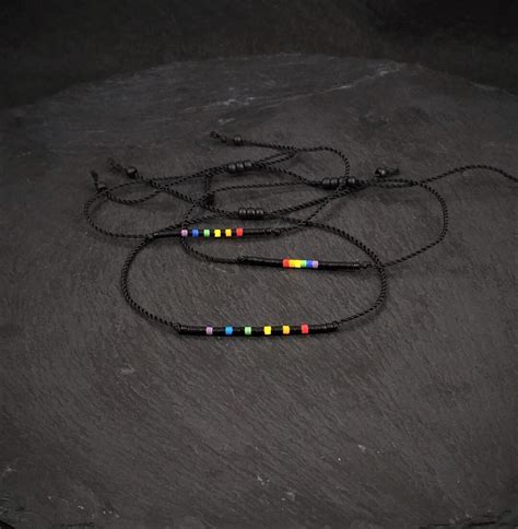 Custom Lgbt Rainbow Bracelet Thin Adjustable Pride Cord Lgbtqa Pride Flag Jewelry Subtle Gay
