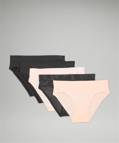 Lululemon Underease Mid Rise Bikini Underwear Pack In Black Black Engrave Mini Wp Butter Pink