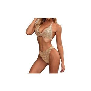 Modaworld Top All Uncinetto Con Costume Da Bagno Bikini Due Pezzi Vintage Sexy Costume Da Bagno