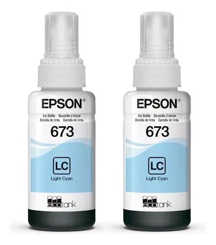 Kit 2 Tinta Epson T673 Ecotank Cyan Claro 70 Ml L800