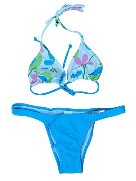 Buy Acqua Mundi Pc Brazilian Micro Bikini Swim Suit Set Floral Os S M L Read New Online At