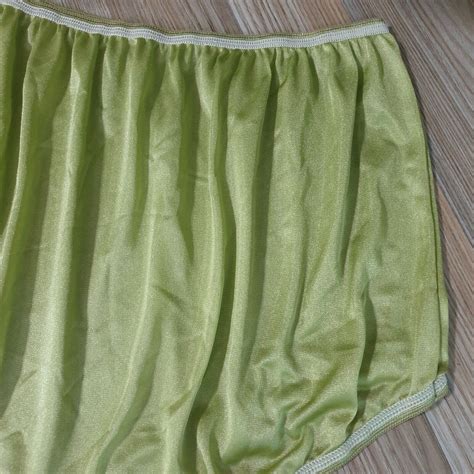Vintage Silky Nylon Panties Olive Green Bikini Granny Gem