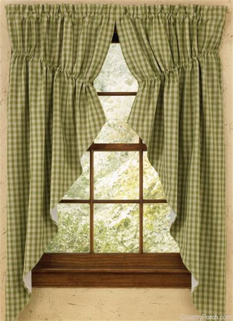 Green Sturbridge Lined Gathered Window Curtain Swags Country Style