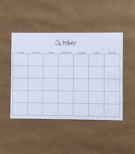 Blank Monthly Calendar PDF Printable - Etsy