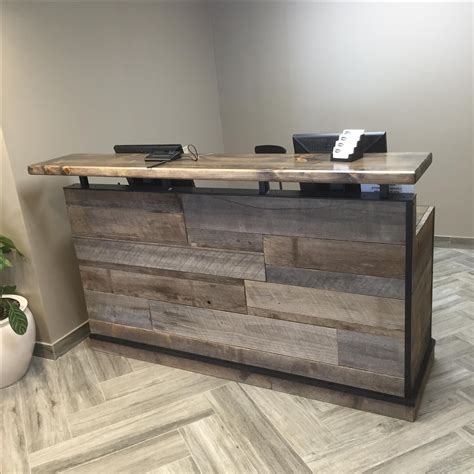 Buy a Hand Crafted Barn Wood Reception Desk / Front Counter / Hostess
