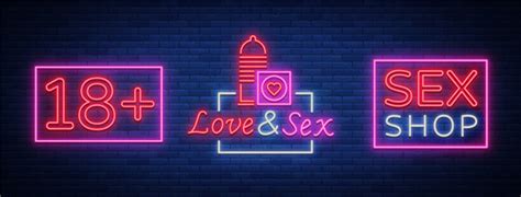 Sex Shop Neon Label Set Royalty Free Vector Image