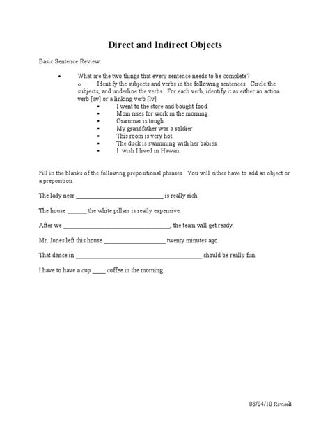 5B Direct and Indirect Objects | PDF | Object (Grammar) | Verb