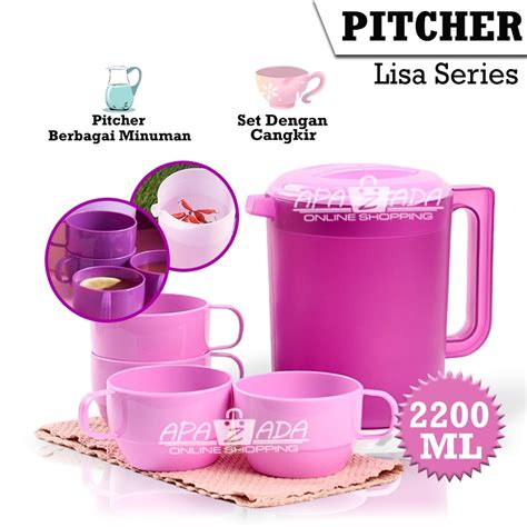 Jual Apazada Lisa Teko Plastik Set Of 5 Air Minum Bpa Free Wadah
