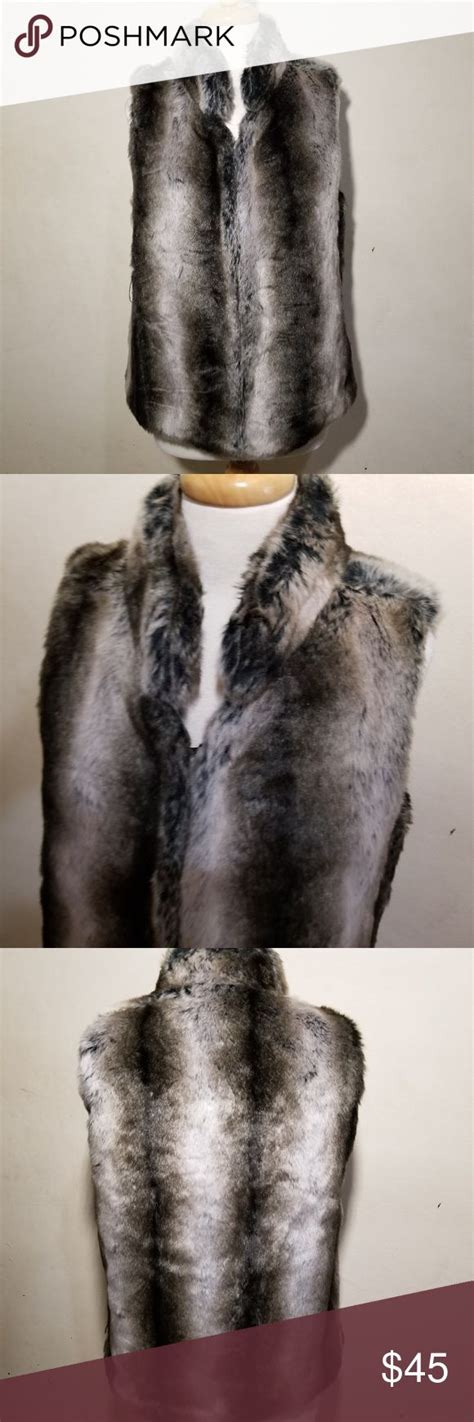 Woodland Cashmere Blend Faux Fur Vest Super Soft M Faux Fur Vests