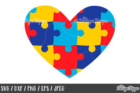 Autism Heart Puzzle Pieces Svg Dxf Png Cricut Cut Files