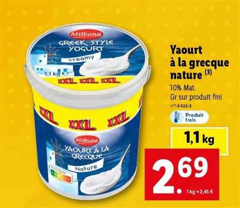 Promo Yaourt à La Grecque Nature Milbona chez Lidl iCatalogue fr