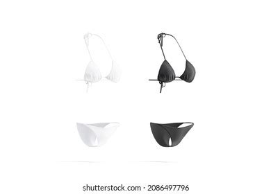 Blank Black White Woman Bikini Mockup Stock Illustration