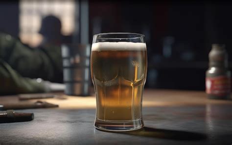 Un verre de bière blonde sur une table dans un bar ou un pub illustration de bière légère