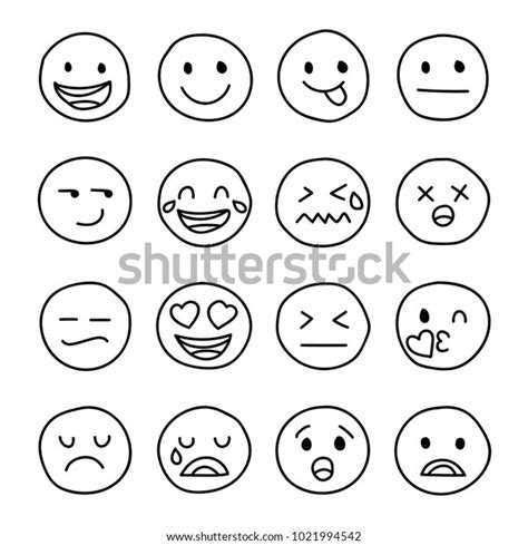 Set Emoticon Hand Drawn Vector Stock Vector Royalty Free