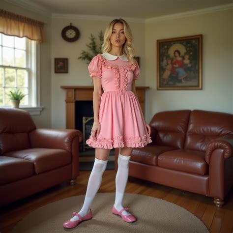 Cute Blonde Model In Flouncy Pink Dress Stable Diffusion Online