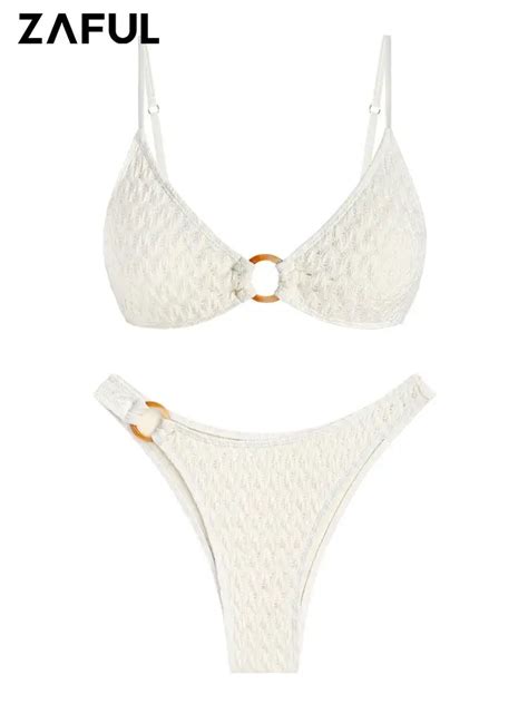 ZAFUL Traje De Ba O De Encaje Para Mujer Conjunto De Bikini Atrevido De Pierna Alta