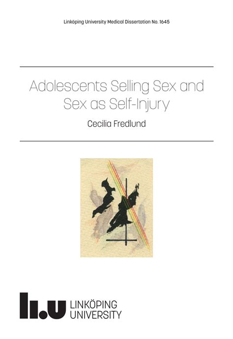 Pdf Adolescents Selling Sex And Sex As Self Injury