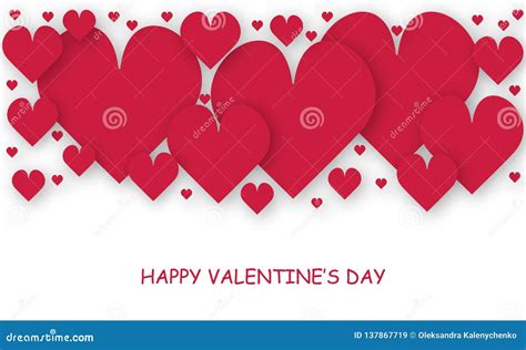 Greeting Card Of Valentine Day With Red Hearts Stock Vector