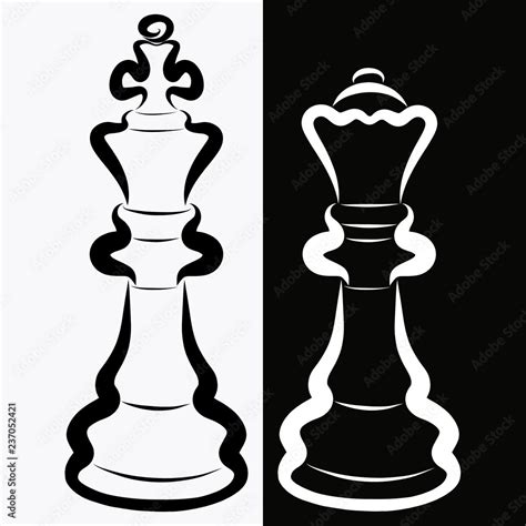 Chess Pieces King Queen Black White Stock Photo Adobe Stock Off