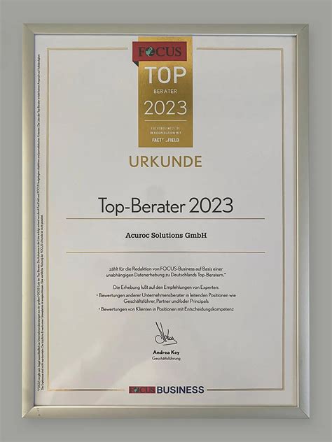 Acuroc Solutions ist TOP-Unternehmensberatung 2023