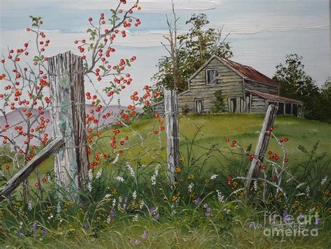 Berry Barn Painting By Val Stokes Pixels
