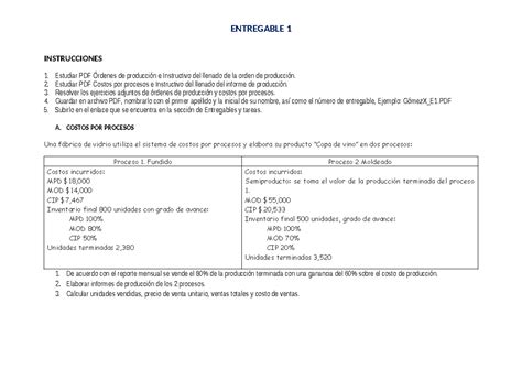 Entregable 1 3 INSTRUCCIONES 1 Estudiar PDF Órdenes de producción