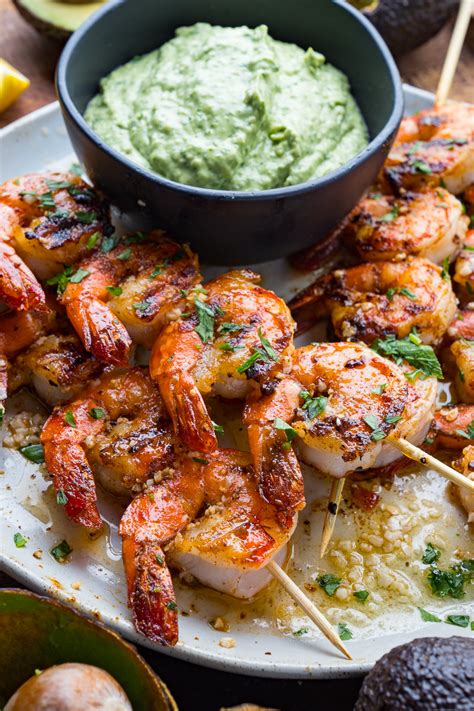 Cajun Butter Garlic Grilled Shrimp With Cilantro Lime Avocado Sauce