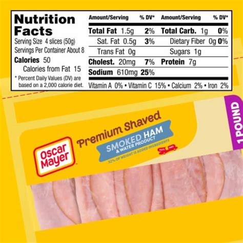 Oscar Mayer Premium Shaved Smoked Ham Sliced Deli Lunch Meat 16 Oz