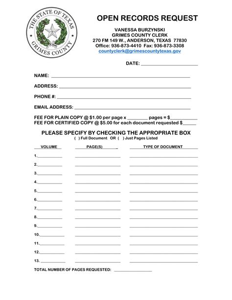 Grimes County Texas Open Records Request Fill Out Sign Online And