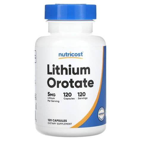 Характеристики Nutricost Lithium Orotate, оротат лития 5 мг, 120 капсул ...