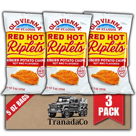 TranadaCo Old Vienna Red Hot Riplets BBQ Chips Spicy And Sweet 5oz Bags Pack Of 3 Walmart