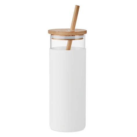 Glass Tumbler Ml Bamboo Lid Strass White Mompalao