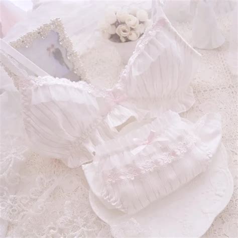 Kawaii Underwear Comfortable Bra Bikini Set Lolita Girl Cute Bow Bra Panties Lingerie Set Bras