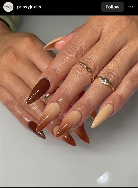 Brown nude ombré nail Nail designs Nail art Winter nails acrylic
