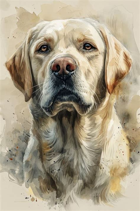 A Watercolor Painting of a Yellow Labrador Retriever Stock Image ...