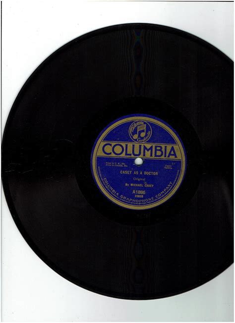 Columbia 78 Rpm Record A1886 Michael Casey Casey As A