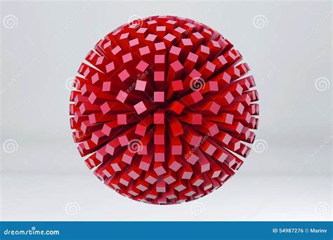 Sphere Made Of Red Cubes 3d Render Image Stock Illustration