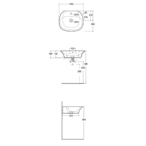 Lavabo Suspendido Moderno Blanco L Cido Mm X Mm Agujero Para