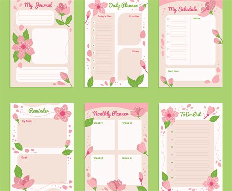 Journal Design Templates Peach Blossom Pages Vector Art & Graphics ...