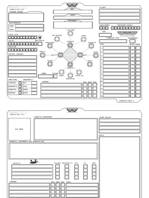 ALIEN Character-Sheet 2 0 | PDF