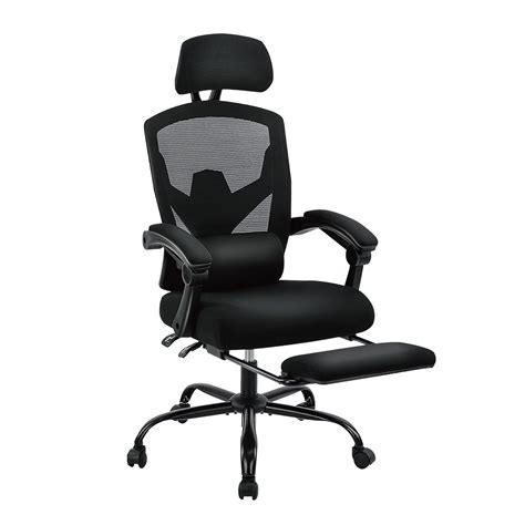 Ergonomic Office Chair With Retractable Foot Pedals Armrests And