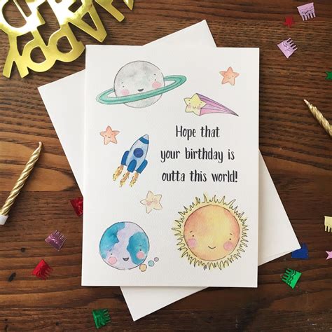 Space Card Outer Space Birthday Card Planets Card Etsy