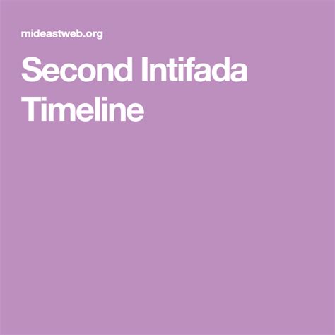 Second Intifada Timeline | Timeline, Chronology