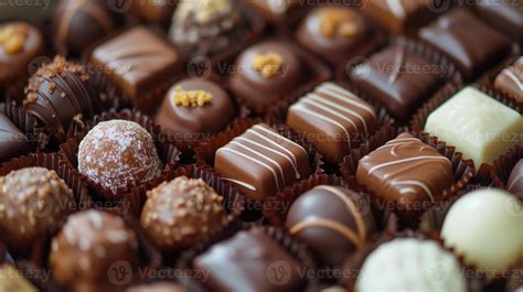 Ai Generated Assorted Rows Of Delectable Chocolate Sweets Nestled In A