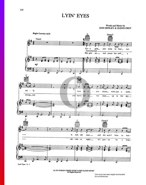 Lyin Eyes Eagles Piano Sheet Music Oktav