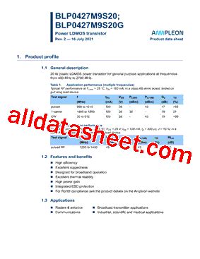 BLP0427M9S20 Datasheet(PDF) - Ampleon Netherlands B.V.