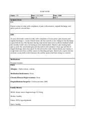 SU NSG6430 W8 A2 Soap TOLER S Doc SOAP NOTE Name TE Date 10 3 2019 Age 32 Time 1630 Sex F