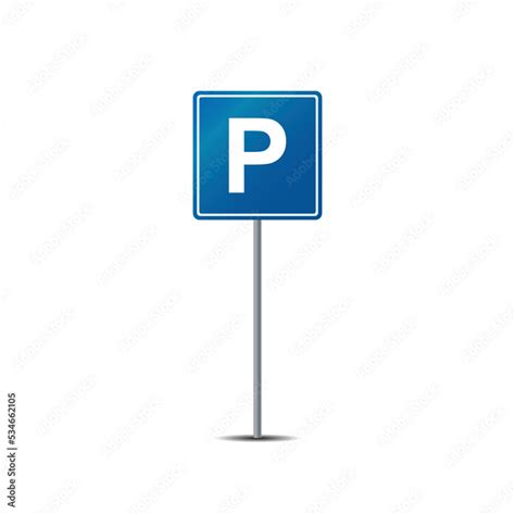 Parking Lot Road Sign On Post Pole Vector Graphics Stock Vector Adobe